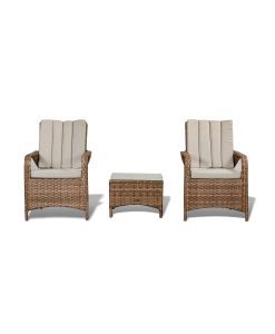 Zoe Garden Lounge Set in Brown - 2 Bistro Chairs and Coffee Table