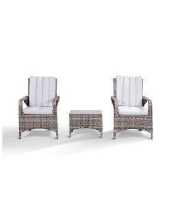 Zoe Garden Lounge Set in Grey - 2 Bistro Chairs and Coffee Table