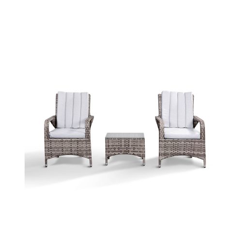 Zoe Garden Lounge Set in Grey - 2 Bistro Chairs and Coffee Table